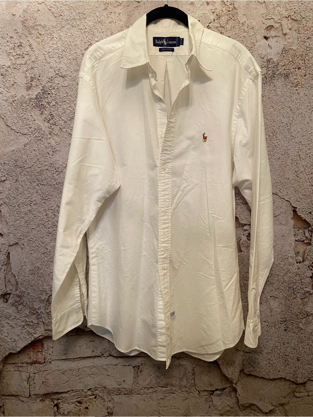 MENS Ralph Lauren Cream Button-Down Long Sleeve Shirt